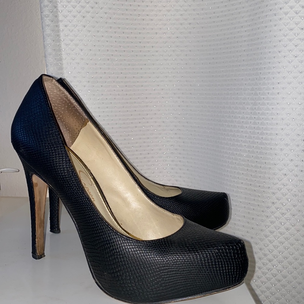 Snake Skin Black Heels (Used)